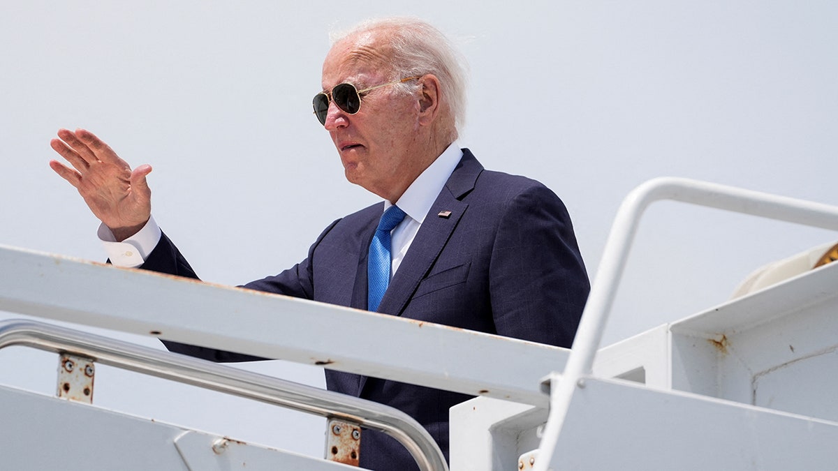 Joe Biden with sunglasses on after dropping out of the 2024 election