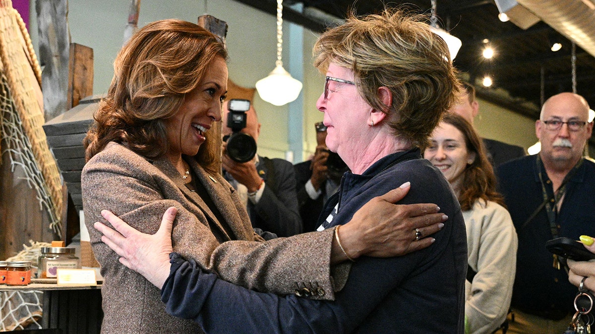 Kamala Harris embraces crying woman at Penzey's Spice Shop