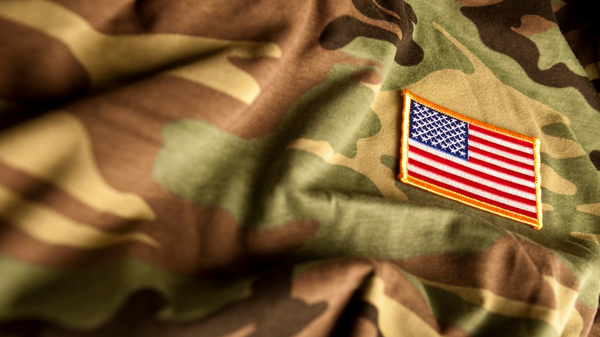 Military uniform and American flag patch