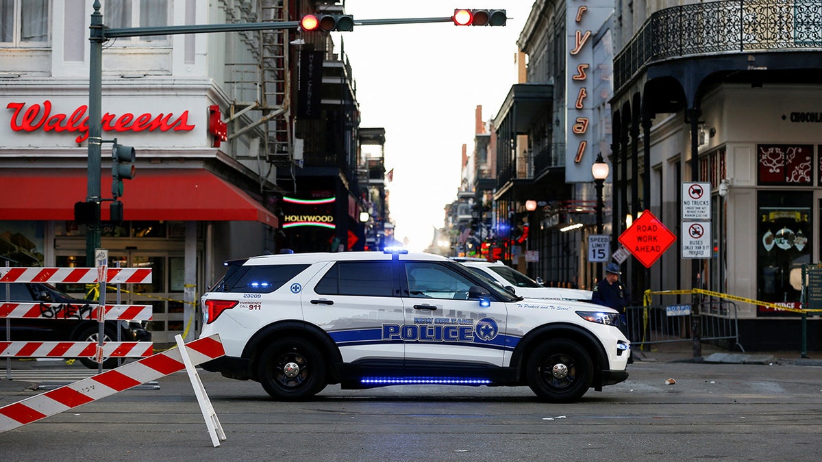 police car in New Orleans at crime scene