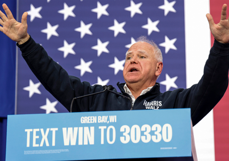 Tim Walz boasts about having support of Dick Cheney, Bernie Sanders, Taylor Swift during Wisconsin rally